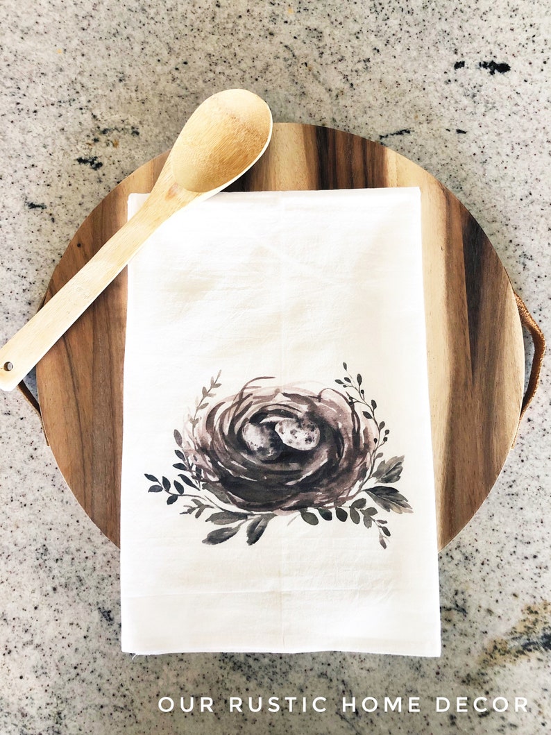 Farmhouse Decor Tea Towel Flour Tea Towel Kitchen Decoration Nest Spring Decor Tea Towel Summer Kitchen Decor Housewarming Gift