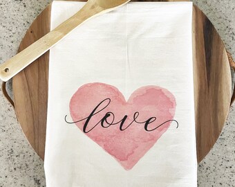 Kitchen Towel Raccoon & Hearts Valentine 2 Piece Set ~ I Love You