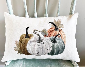 Linen Pumpkin Pillow Cover: Vintage Farmhouse Fall Decor