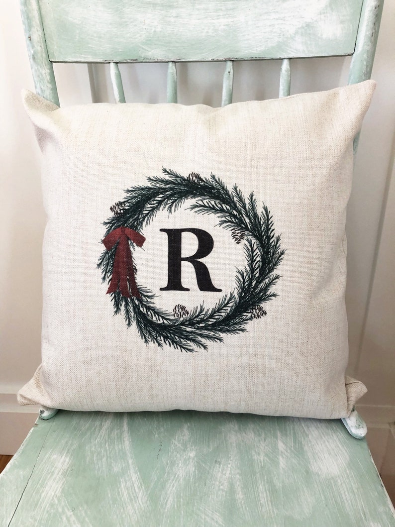 Monogram Pillow Cover Christmas Decorations Throw Pillow Etsy