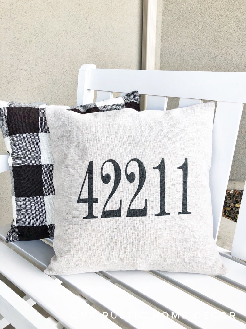 Zip Code Throw Pillow Cover personalized Pillow Cover Etsy