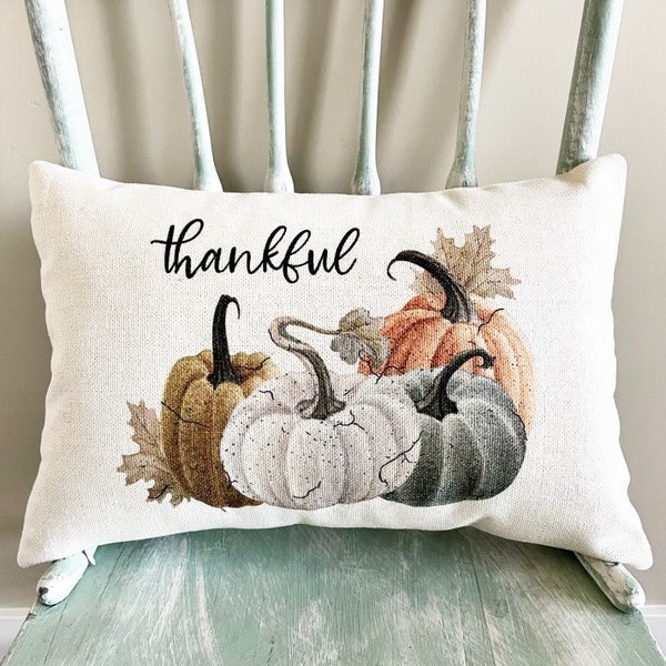 Thankful Pumpkin Pillow Cover - Fall Decor - Vintage Pumpkin Pillow Cover - Autumn Decor Farmhouse Decor Thanksgiving Decor