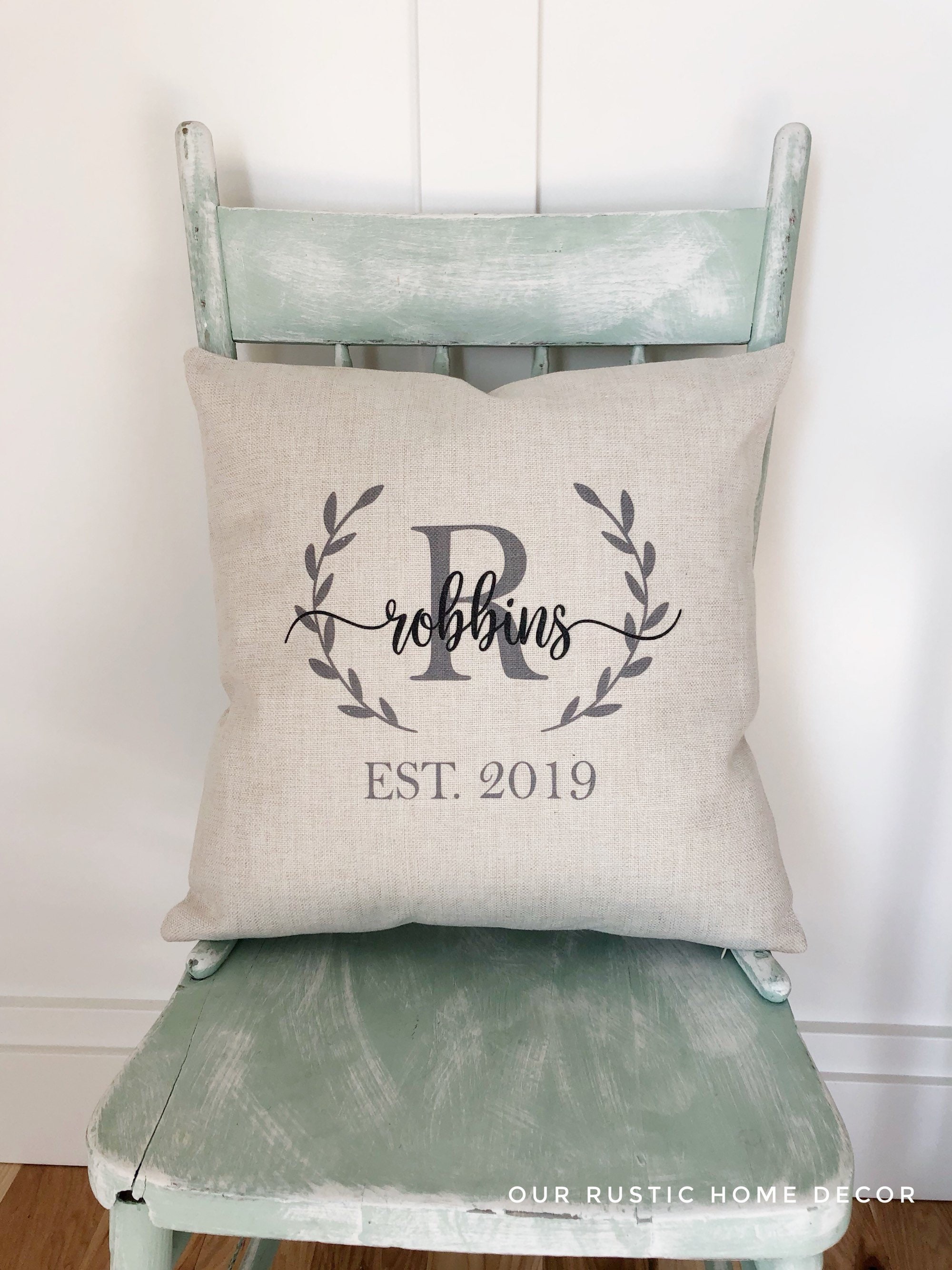 Monogrammed Pillow Cover All Natural 16 x 16 - Lavington Designs LLC