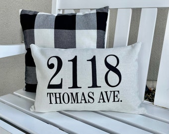 Fodera per cuscino in lino personalizzata con indirizzo di casa - Regalo per la nuova casa per agenti immobiliari