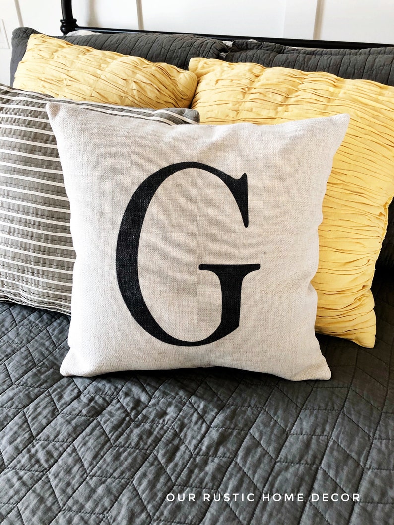 Initial Pillow Cover personalized Letter Pillow Cover Etsy