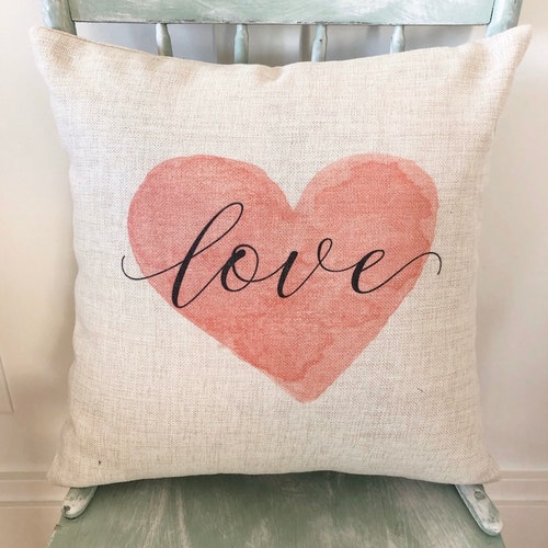 Love Pillow Cover Valentine's Day Decor Heart Pillow Etsy