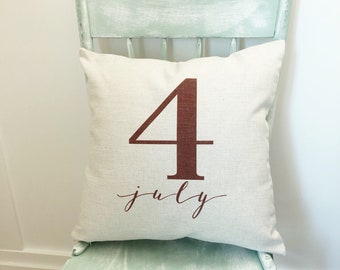 4th of July Linen Pillow Cover: Americana Farmhouse Decor