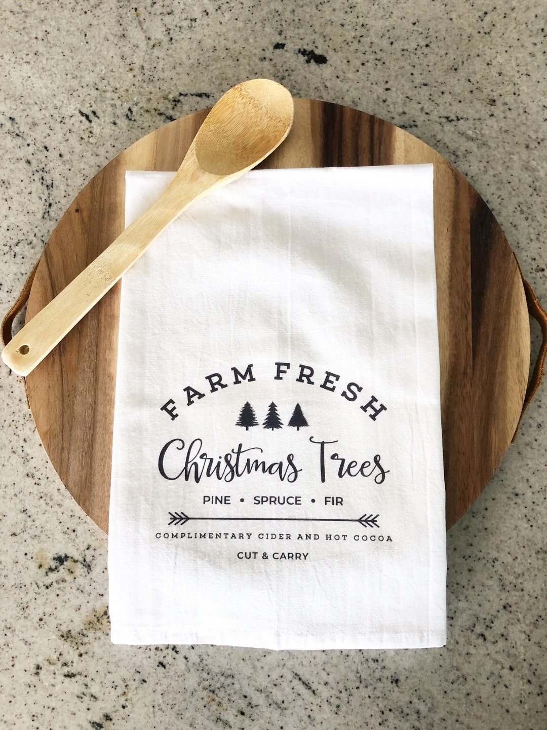 Christmas Tea Towel Christmas Tree Farm Decor Kitchen Etsy