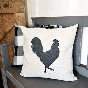 Rooster Farmhouse Pillows - Life Is Better On The Farm Pillow Cover - Farm Animal  Throw Pillow Cover - Farmhouse Decor - Rooster Decor