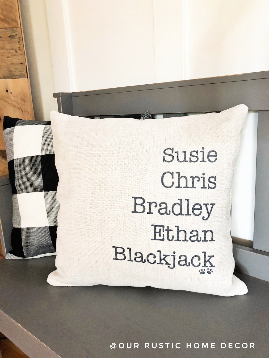 Personalized Family Names Throw Pillow Cover Farmhouse Etsy