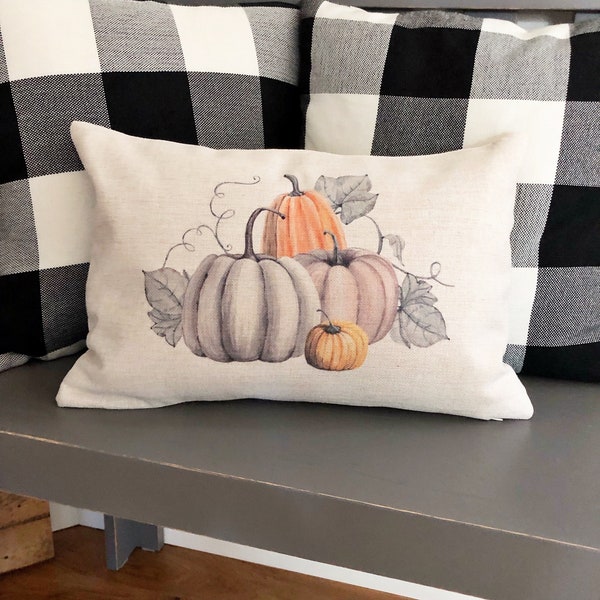 Linen Pumpkin Pillow Cover: Farmhouse Autumn Decor