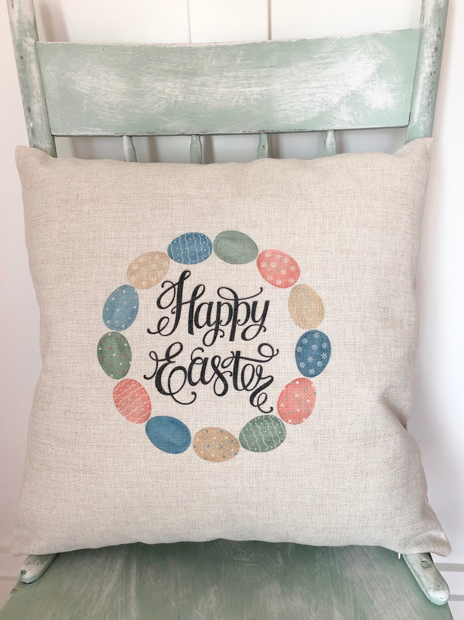 Easter Pillow Cover Decor Happy Easter Egg Decor Cover Etsy