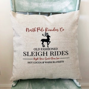 North Pole Reindeer Wreath Pillow Cover - Christmas Pillows - Reindeer  Christmas - Christmas Decorations Farmhouse Decor - Rustic Christmas