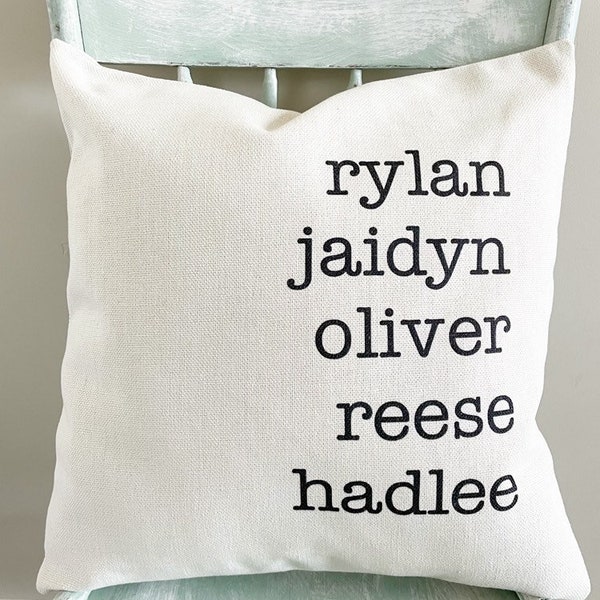 Personalized Family Names Throw Pillow Cover - Farmhouse Decor Living Room - Custom Gift Family Name Throw Pillow Case - Housewarming Gift