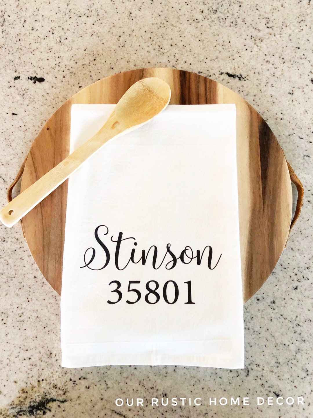 Personalized Name Zip Code Tea Towel Custom Family Name Tea Etsy