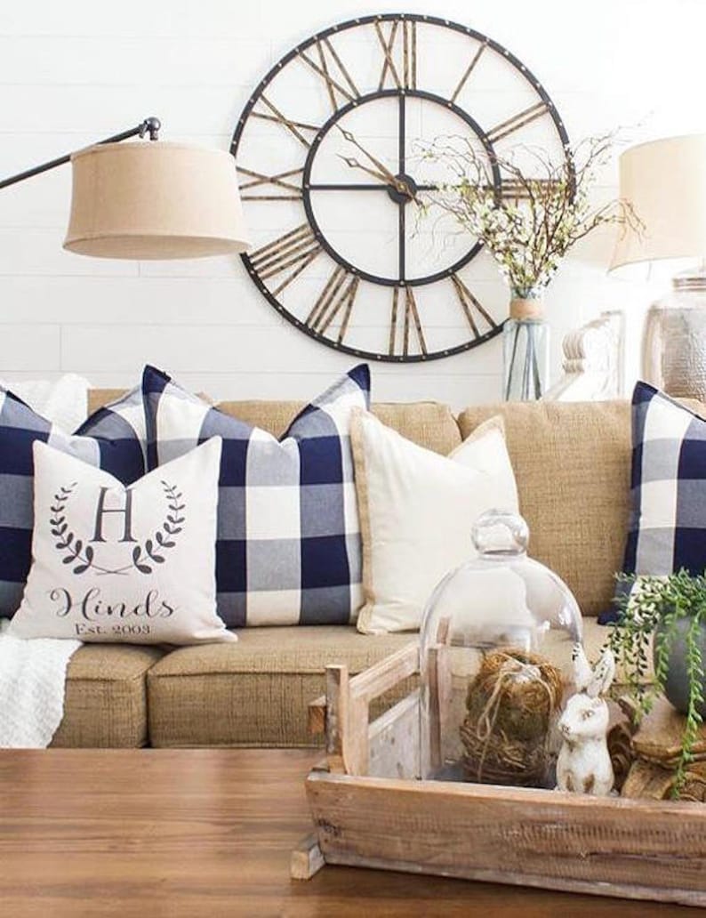 Monogram Pillow Cover Personalized Name Throw Pillow Cover Etsy