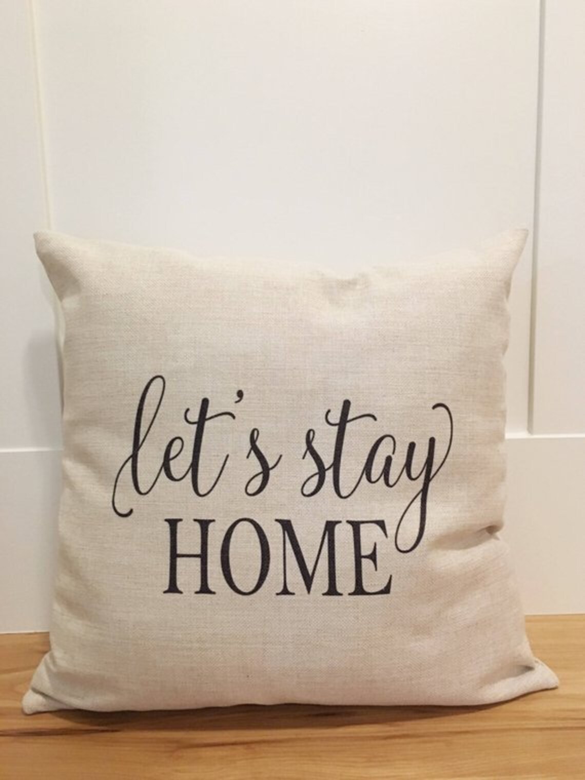 Let's Stay Home Linen Pillow Cover - Rustic Farmhouse Decor - Etsy