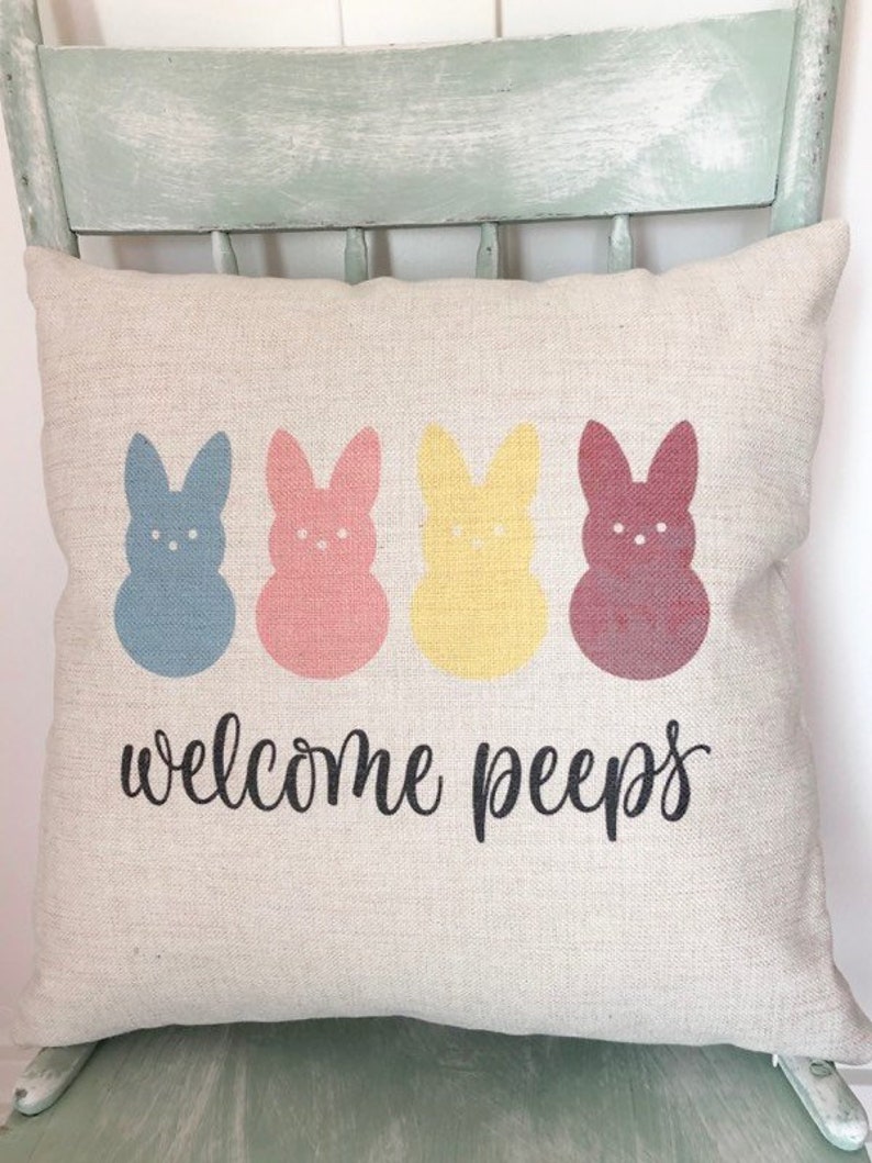 Peeps Bunny Pillow Cover Easter Pillow Covers Etsy