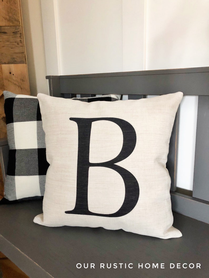 Initial Pillow Cover personalized Letter Pillow Cover Etsy