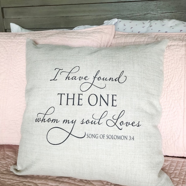 Linen Throw Pillow Cover – Song of Solomon Wedding Gift