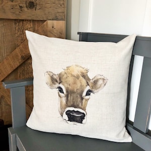 Cow Farmhouse Pillows - Farmhouse Pillow Cover - Farm Animal Throw Pillow Cover - Farmhouse Pillow Covers - Rustic Decor Pillow