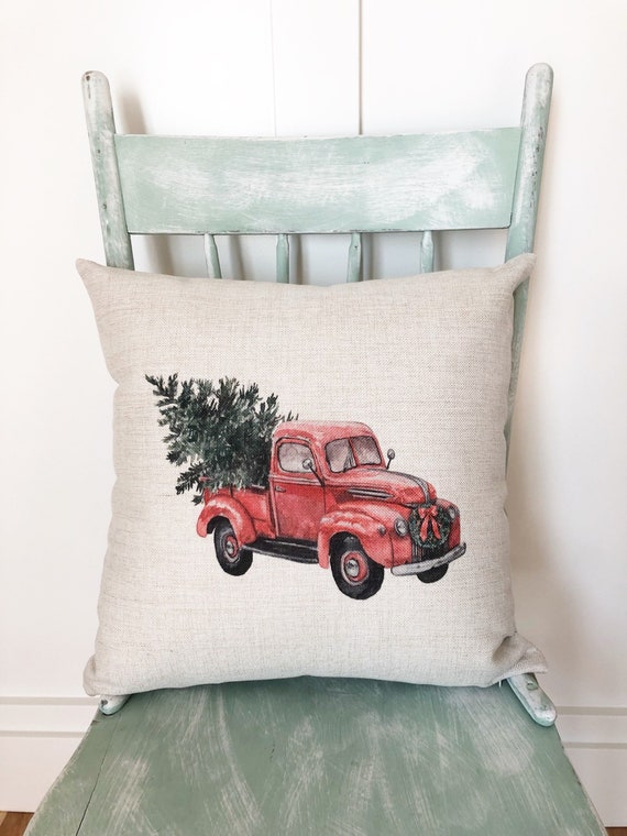 Christmas Truck Pillow Cover Christmas Decor Throw Pillow Covers Retro Car