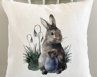 Capa de almofada de coelho da Páscoa em linho: decoração natural de primavera