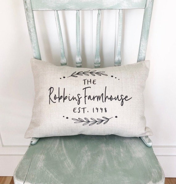 Personalized Last Name Farmhouse Pillow Cover Wedding Gift Engagement Present Housewarming Gift Farmhouse Decor Lumbar Pillow Etsy