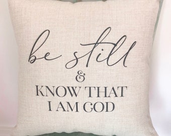 Be Still Linen Pillow Cover: Farmhouse Style Throw Pillow