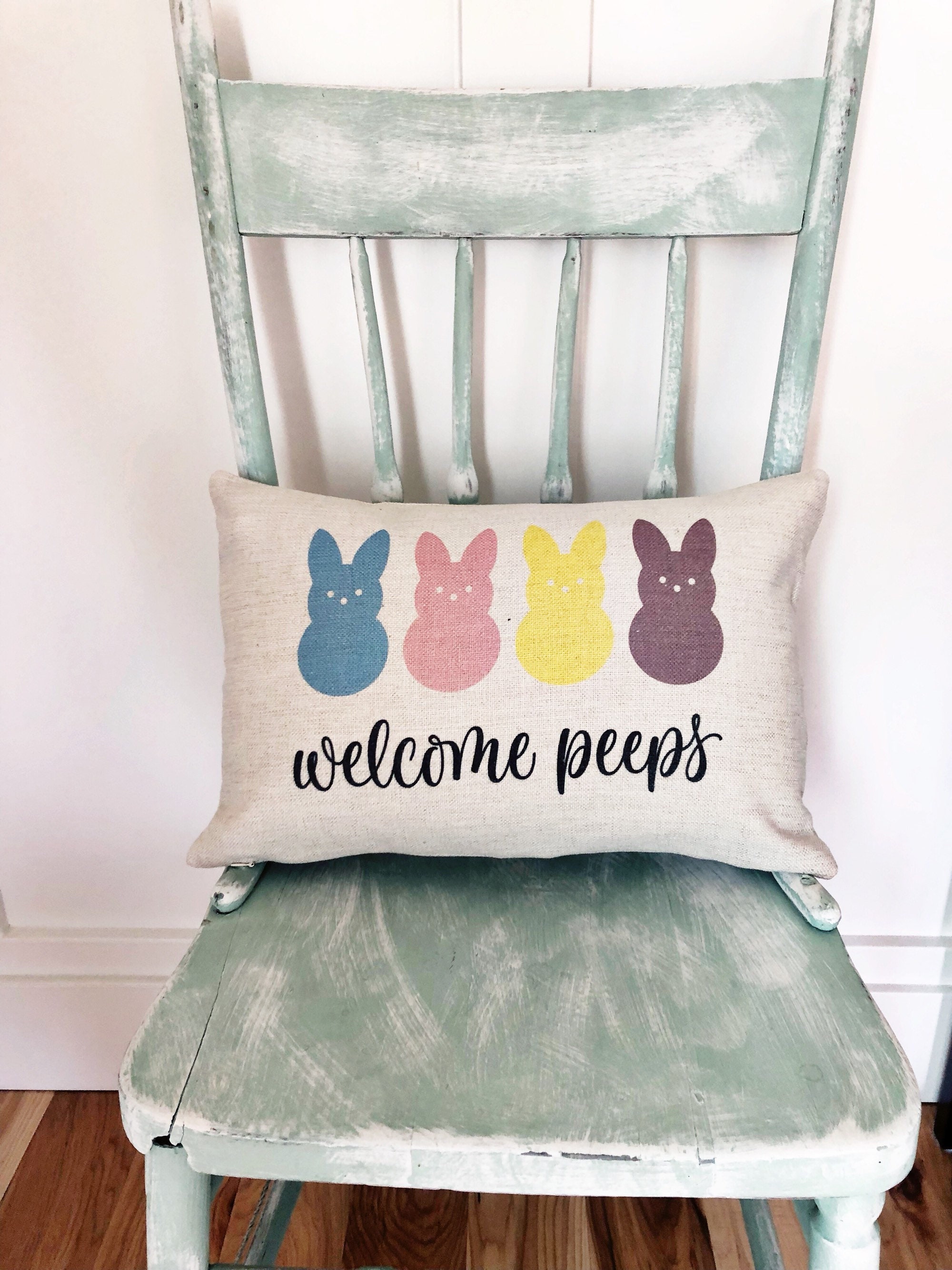 Peeps Bunny Pillow Cover Easter Pillow Covers Etsy