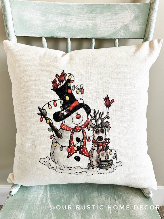 Snowman Decor Pillow Cover Christmas Pillows Rustic Christmas