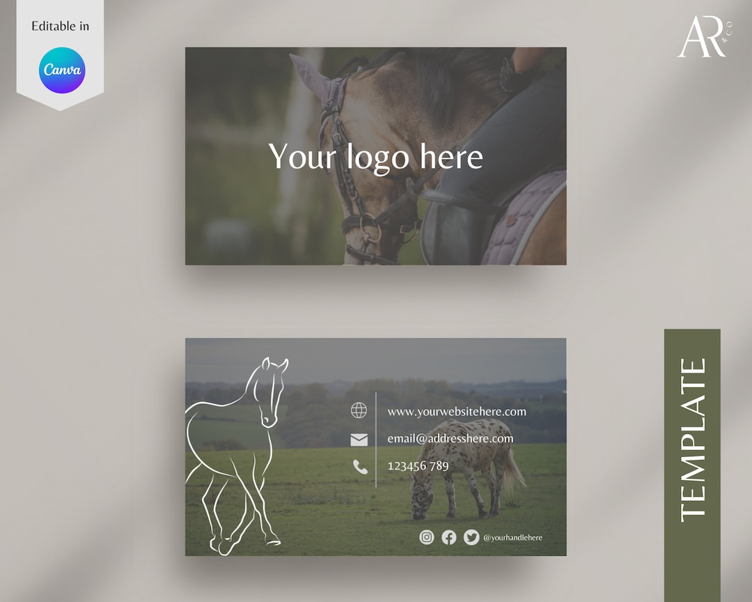 Equestrian Business Card Design, Horse Business Card, Equine Business