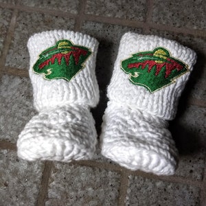 Minnesota Wild Baby Booties: Crochet NHL Hockey Fan Gift