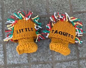 TACO Crochet Baby Booties ~ Little Taquito Baby Booties ~ TACO Baby Baby Booties ~ Custom Taco Food Truck baby gift