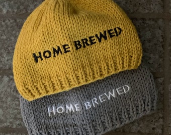 Handknit Home Brewed/Half Pint Baby Hat ~ Baby is Brewing ~  Bier Babymütze