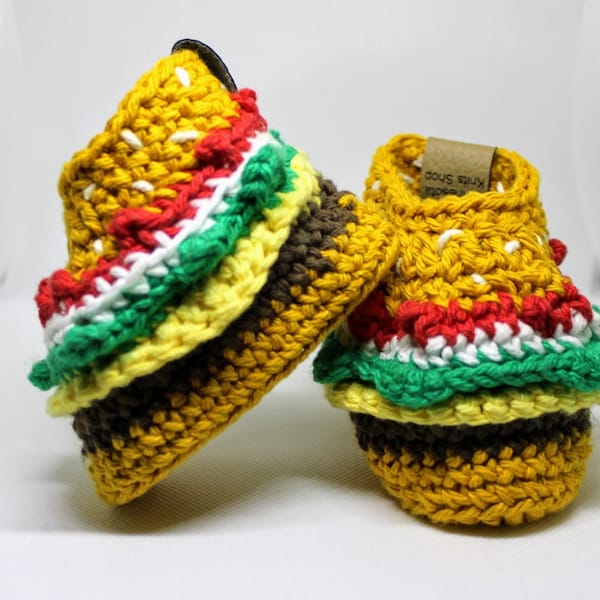 Cheeseburger Baby Booties ~ Cheeseburger Babyschuhe