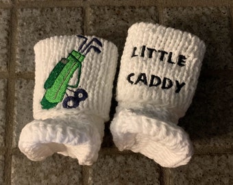 Embroidered Golf Baby Booties ~ Golfing Buddy Baby Booties ~ Golf Babyschuhe