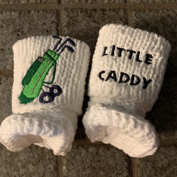 Embroidered Golf Baby Booties ~ Golfing Buddy Baby Booties ~ Golf Babyschuhe