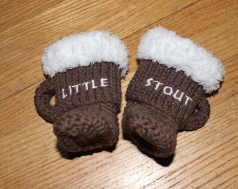 Embroidered Beer Mug Baby Booties "Stout Edition" (size 0-3 months, 3-6 months, and 6-9 months) ~ Bier Krug Baby Schuhe ~ Baby is Brewing