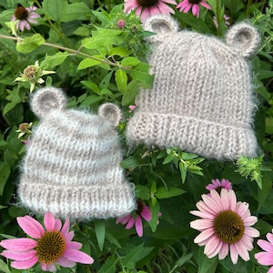 Gorro de bebê tricotado à mão com orelhas de urso ~ Baby Bärmütze ~ Fio macio e luxuoso