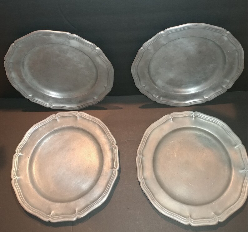 Vintage Pewter Dinner Plates