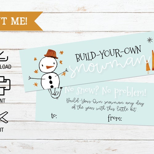 Build Your Own Snowman Printable Bag Topper Print and Fold - Etsy