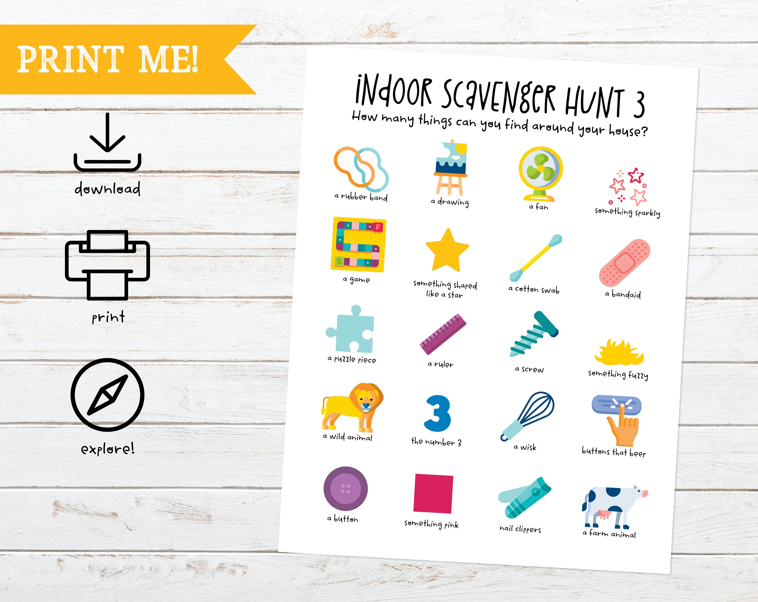 Indoor Scavenger Hunt Printable Fun Activities for Kids Etsy Finland