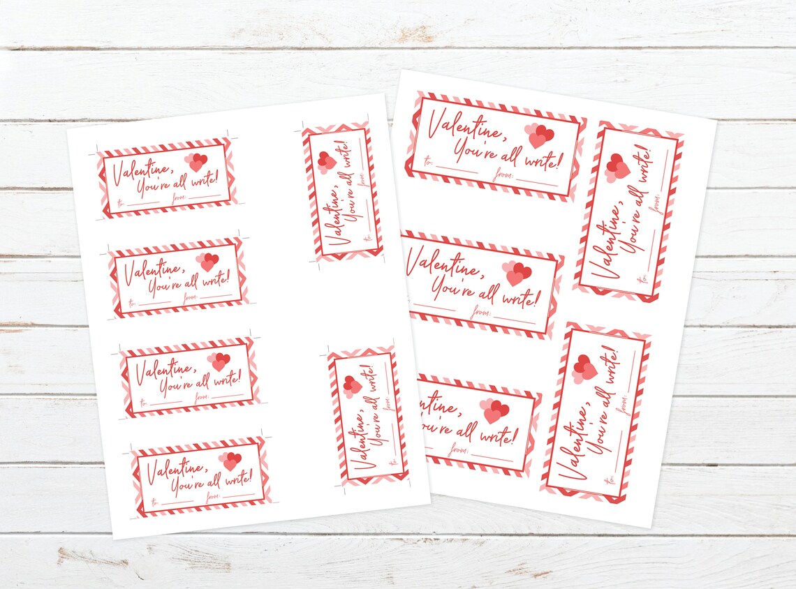 Printable Pencil School Valentine DIY Printable Valentine - Etsy