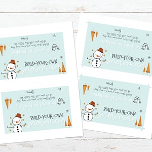 Build Your Own Snowman Printable Bag Topper, Print and Fold Snowman Tag ...