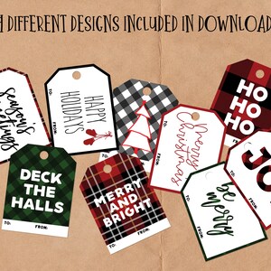 Buffalo Check Printable Christmas Gift Tag Set, Christmas Present Tag ...