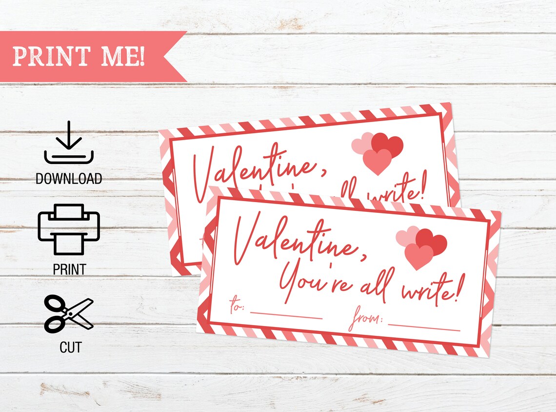 Printable Pencil School Valentine DIY Printable Valentine - Etsy