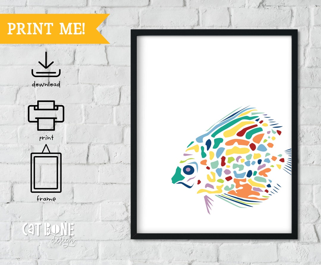 Fish Print, Printable Playroom Art, Colorful Nursery Art, Nursery Print ...