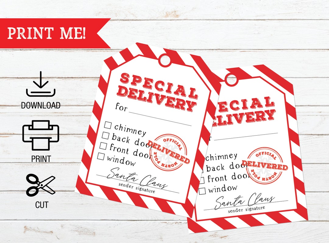 Santa Claus Printable Gift Tag, Christmas Gift Tag, Official North Pole Printable Tag, Gift From ...