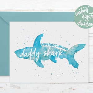 Daddy Shark Printable Father's Day Card, Happy Father's Day Daddy Shark ...